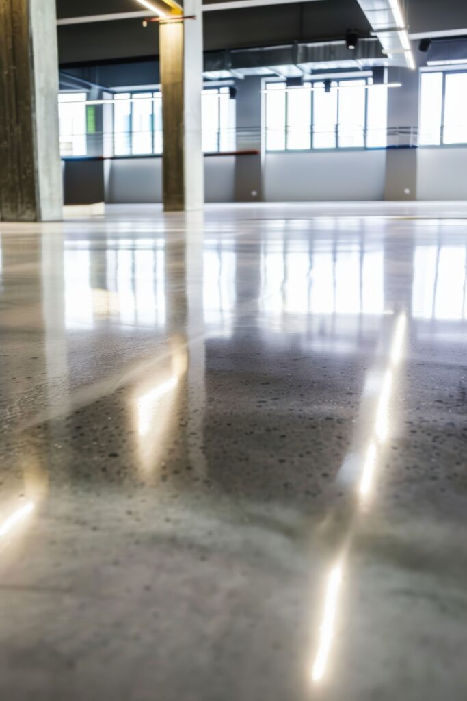 Polished concrete floor in a commercial building in Chicago